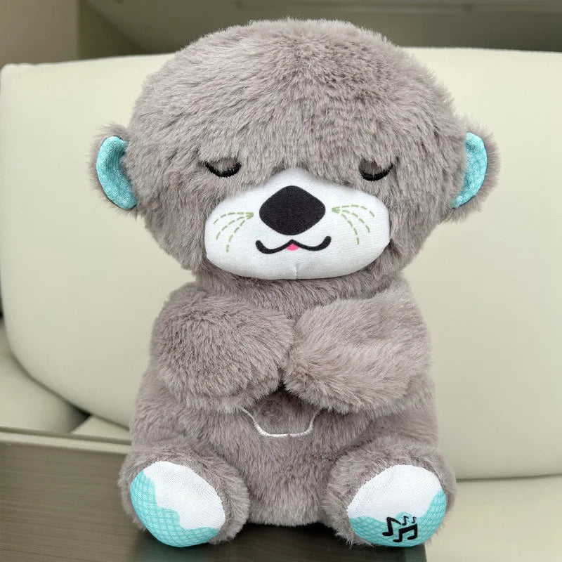 New Breathing Bear Baby Soothing Otter Plush Doll Toy Baby Kids Soothing Music Sleeping Companion Sound and Light Doll Toy Gift