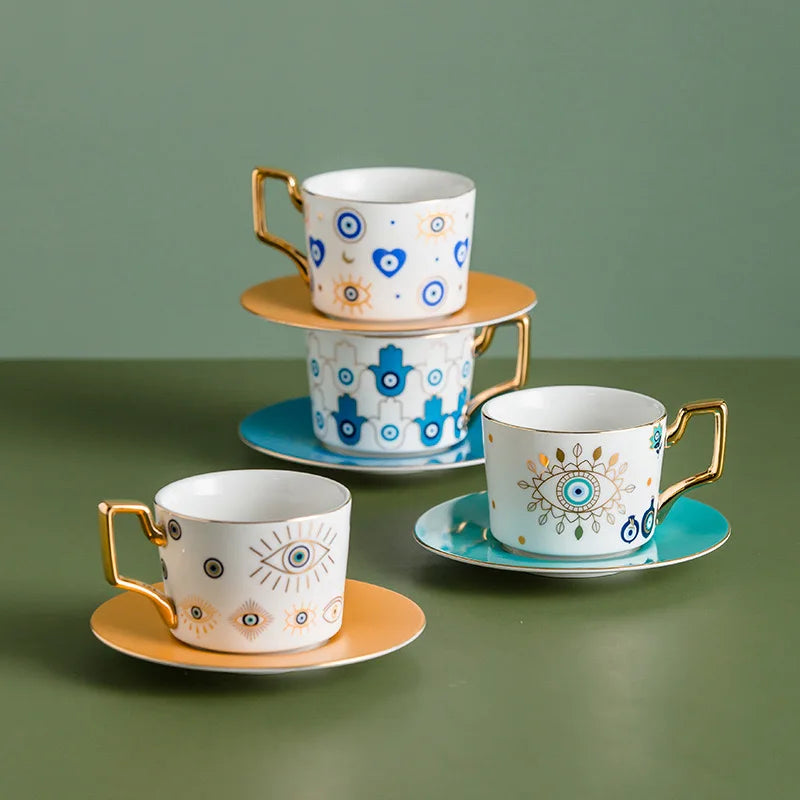 Porcelain Mug With Saucers