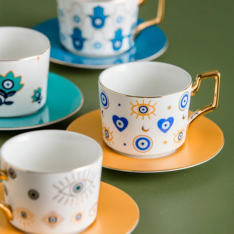 Porcelain Mug With Saucers